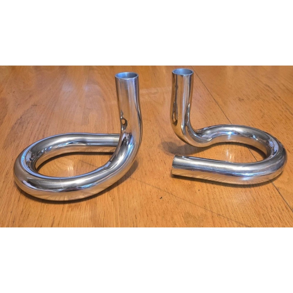 Target Modern Silver Serpentine Taper Candle Holder Set Discontinued Minimalist